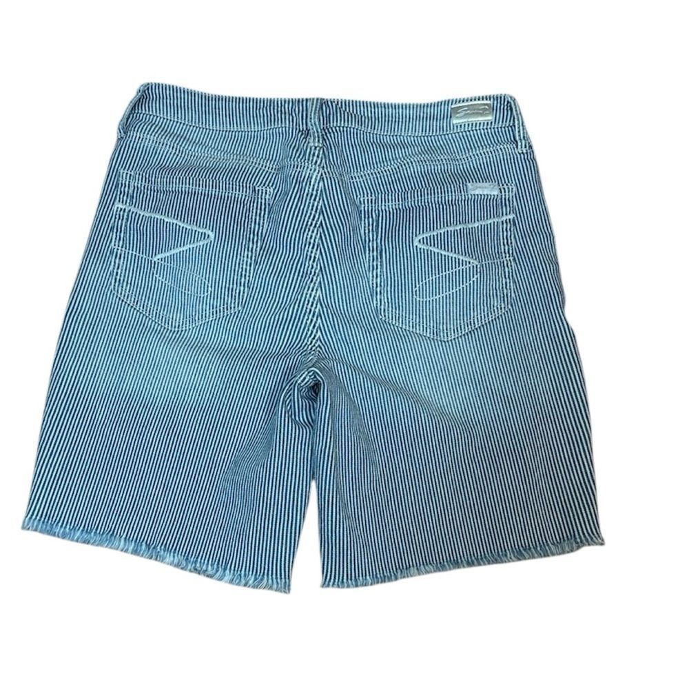 Seven7 Blue pinstripe Sunset Bermuda denim Shorts, 8